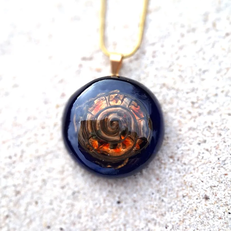 space inspired artistic glass pendant necklace