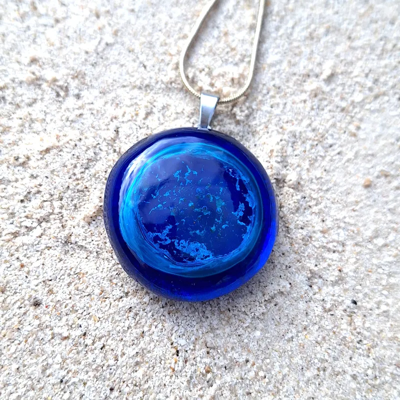Handmade glass pendant for intuition and mindfulness.