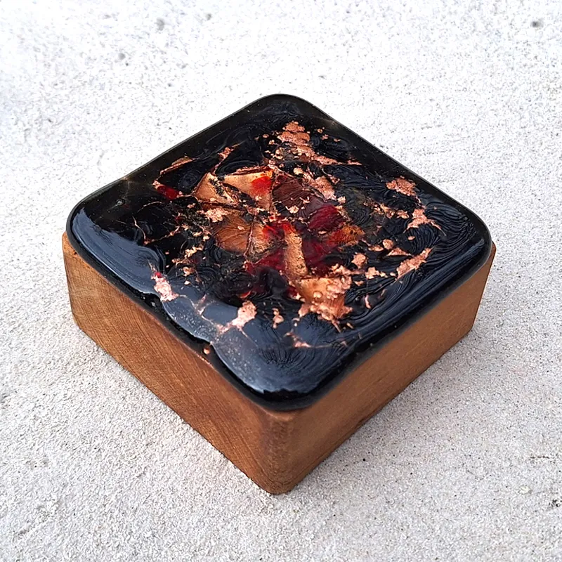 elegant glass and wood decor, handmade black gold treasure box, luxury handmade wooden keepsake box, decorative black glass jewelry box