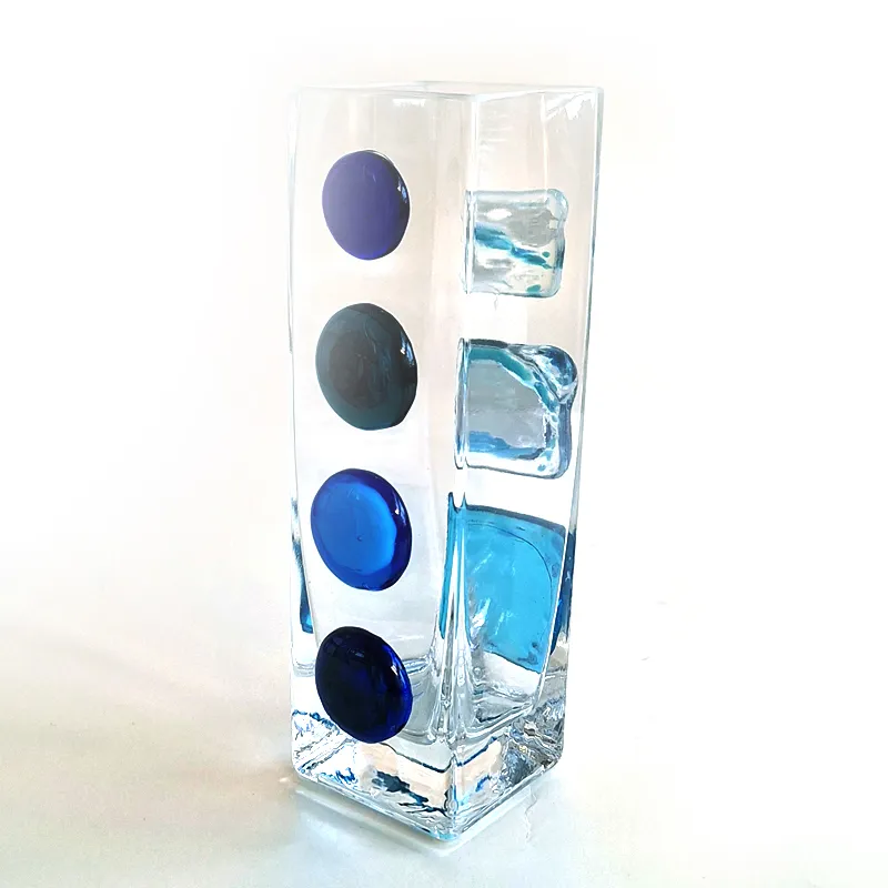 handmade Mediterranean glass vase, artistic handmade glass home decor, luxury artisan vase for interior decoration, housewarming gift handmade glass vase